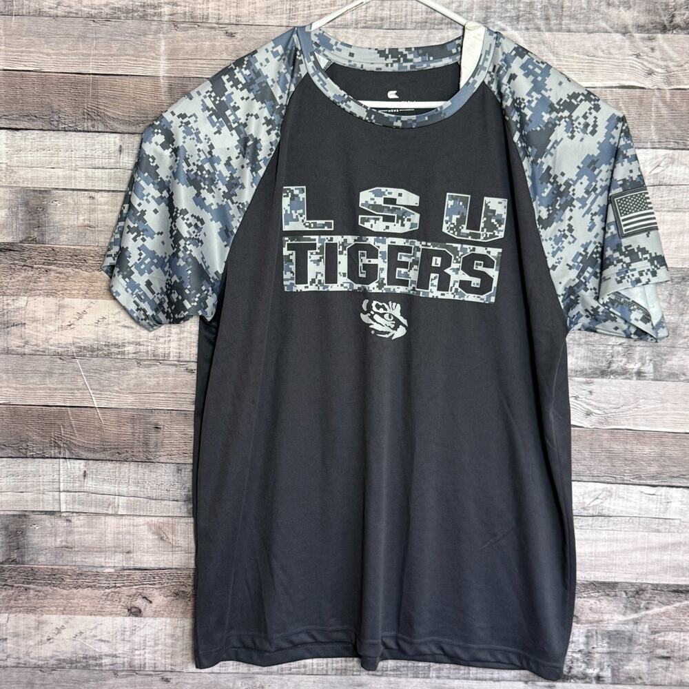 LSU Tigers Military Appreciation OHT Camo Shirt Mens 3XL Gray Performance